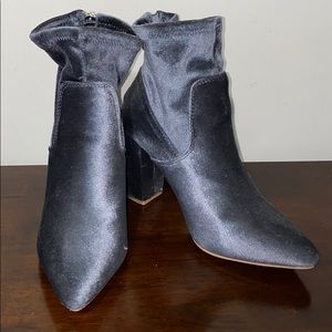 Grey Velvet Booties